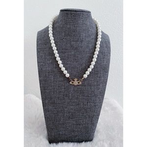 Plated Pendant Faux Pearl Necklace